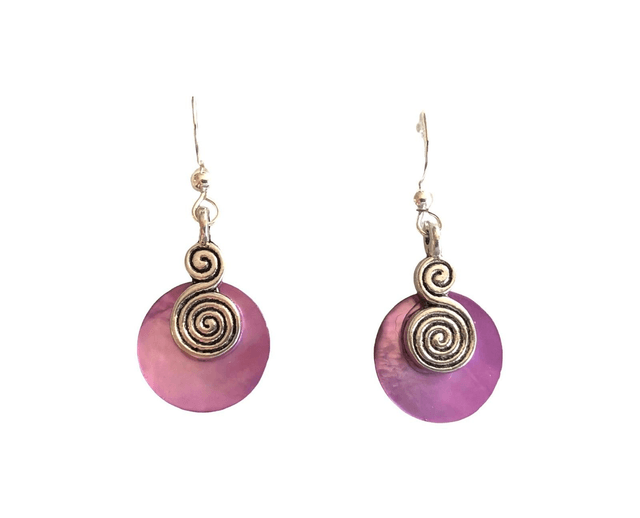 Boucles d'oreilles en nacre argentées